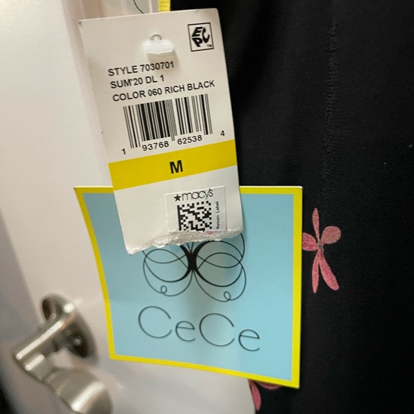 CeCe Expressive Lillies Ruffle Sleeve Black Dress - Picture 3 of 5